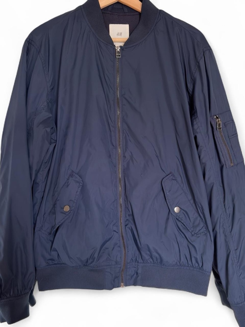 H&M Men's Dark Navy Blue Bomber Jacket Medium